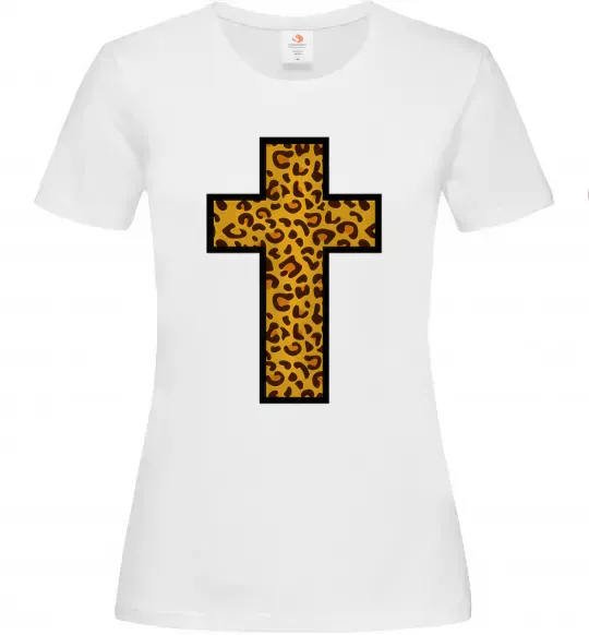 Женская футболка Леопардовий хрест Белый фото