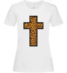 Женская футболка Леопардовий хрест Белый фото
