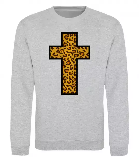 Свитшот Леопардовий хрест Серый меланж фото