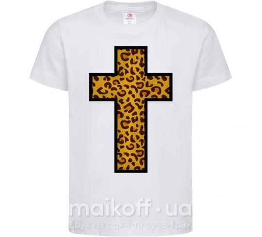 Дитяча футболка Леопардовый крест Білий фото