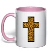 Чашка с цветной ручкой Леопардовий хрест Нежно розовый Чашка с цветной ручкой Леопардовий хрест Нежно розовый фото