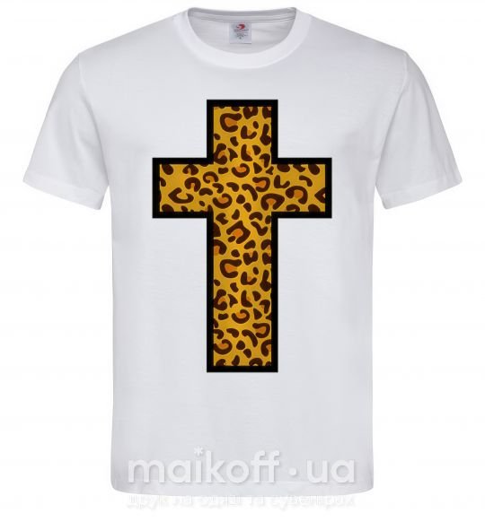 Мужская футболка Леопардовый крест Белый фото