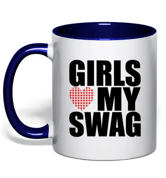 Чашка з кольоровою ручкою Girls love my swag Глибокий темно-синій фото