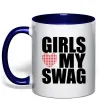 Чашка з кольоровою ручкою Girls love my swag Глибокий темно-синій фото