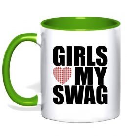 Чашка з кольоровою ручкою Girls love my swag