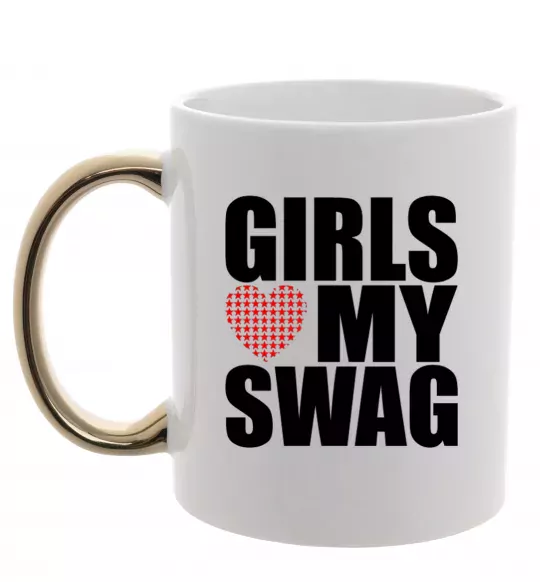 Чашка з кольоровою ручкою Girls love my swag Золото фото