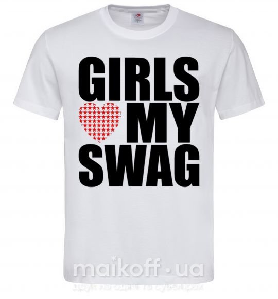 Мужская футболка Girls love my swag Белый фото