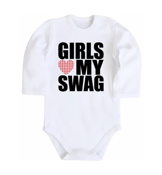 Дитячий бодік Girls love my swag Білий фото