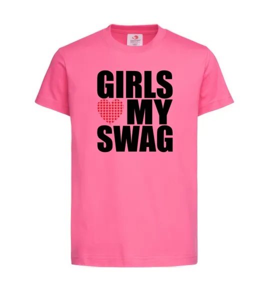 Детская футболка Girls love my swag Ярко-розовый фото