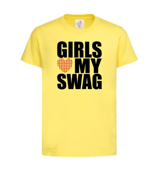 Детская футболка Girls love my swag Лимонный фото
