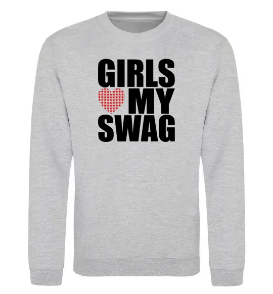 Світшот Girls love my swag Сірий меланж фото