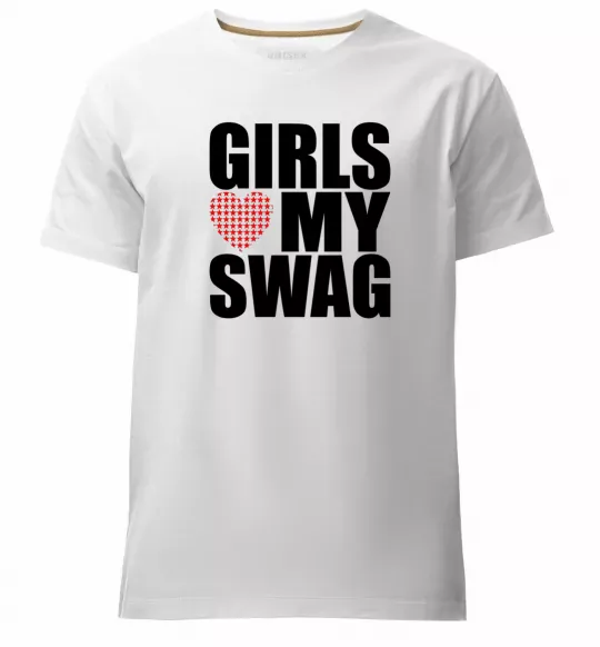 Чоловіча преміум футболка Girls love my swag Білий фото