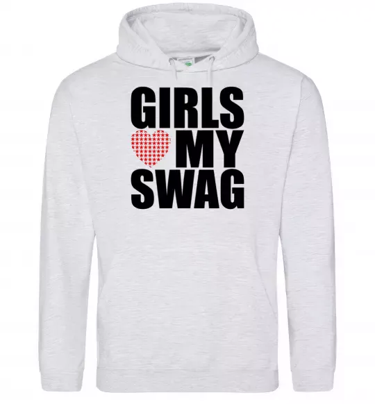 Мужская толстовка (худи) Girls love my swag Серый меланж фото