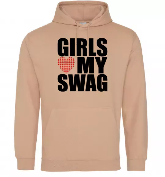 Мужская толстовка (худи) Girls love my swag Песочный фото