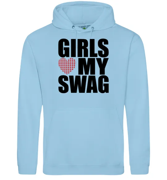 Чоловіча толстовка (худі) Girls love my swag Блакитний фото