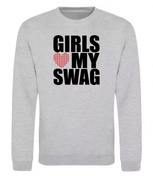 Свитшот Girls love my swag Серый меланж фото
