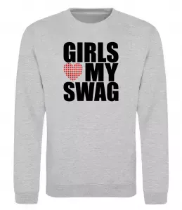 Свитшот Girls love my swag Серый меланж фото