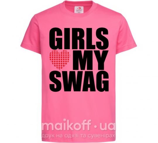 Детская футболка Girls love my swag Ярко-розовый фото