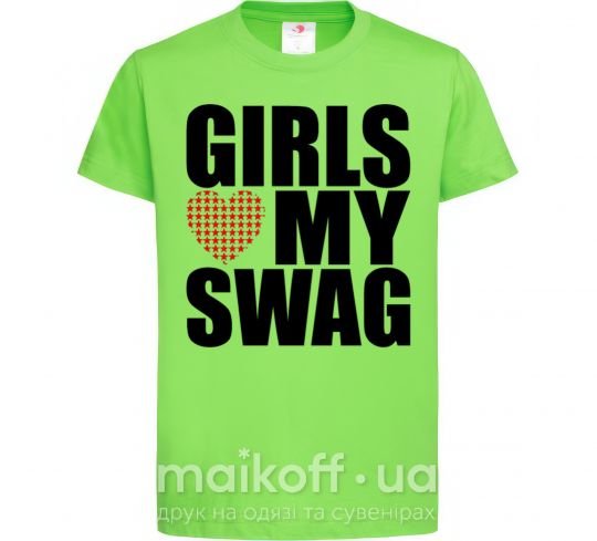 Детская футболка Girls love my swag Лаймовый фото