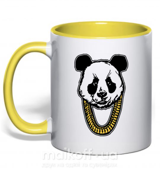 Чашка з кольоровою ручкою Panda swag Сонячно жовтий фото