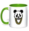 Чашка з кольоровою ручкою Panda swag Лаймовий фото