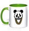 Чашка з кольоровою ручкою Panda swag Зелений фото