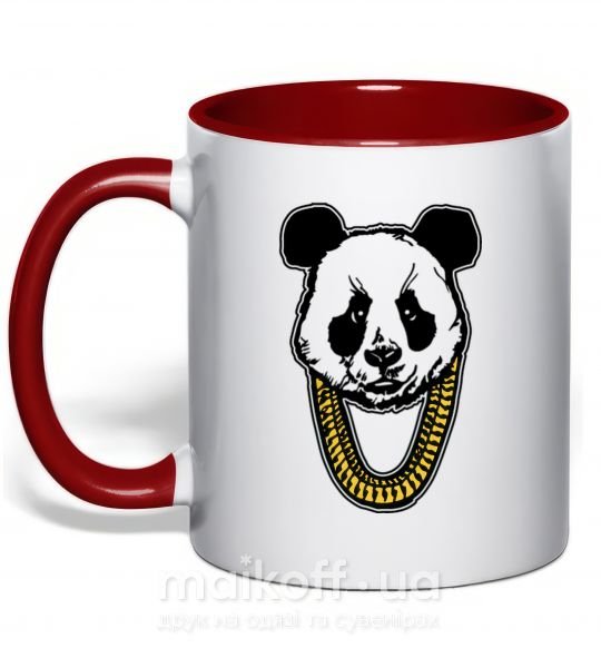 Чашка з кольоровою ручкою Panda swag Червоний фото