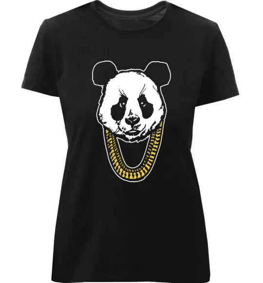 Жіноча преміум футболка Panda swag Чорний фото