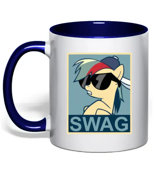 Чашка з кольоровою ручкою Pony swag Глибокий темно-синій фото