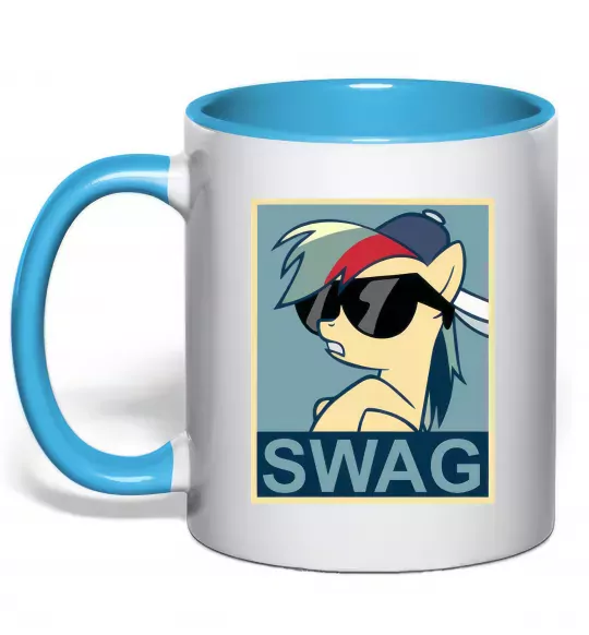 Чашка з кольоровою ручкою Pony swag Блакитний фото