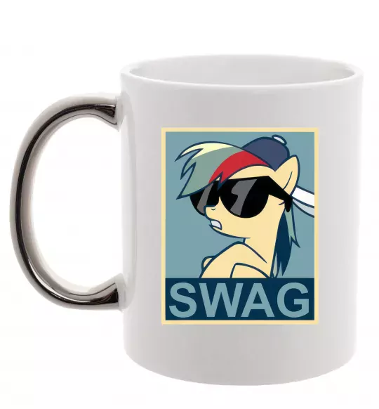 Чашка з кольоровою ручкою Pony swag Срібло фото