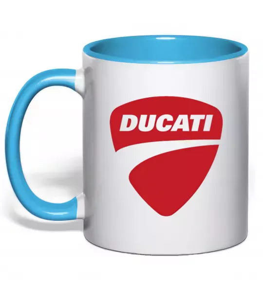Чашка з кольоровою ручкою Ducati Блакитний фото