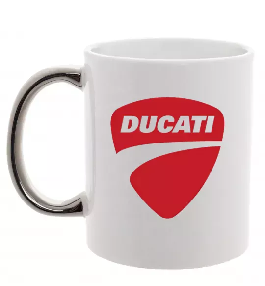 Чашка з кольоровою ручкою Ducati Срібло фото