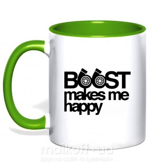 Чашка з кольоровою ручкою Boost happy Зелений фото