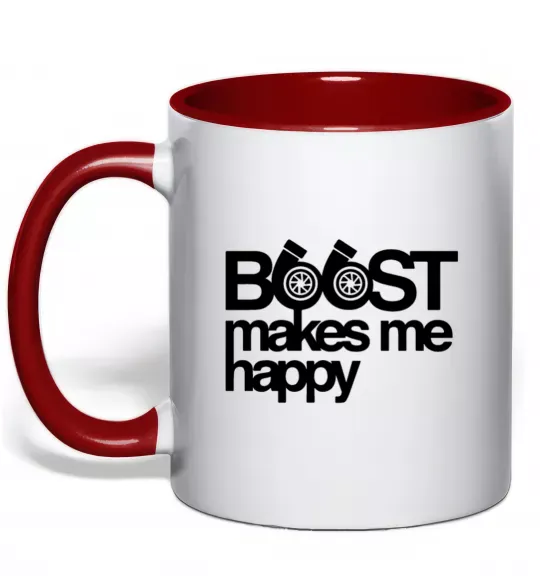 Чашка з кольоровою ручкою Boost happy Червоний фото