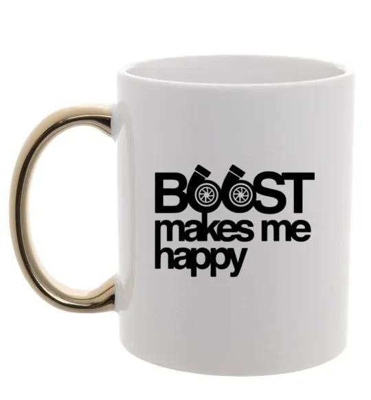 Чашка з кольоровою ручкою Boost happy Золото фото