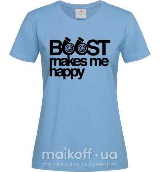 Жіноча футболка Boost happy Блакитний фото