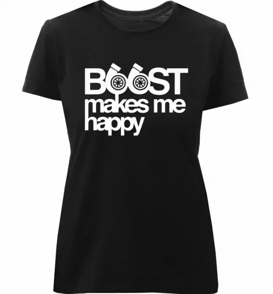 Жіноча преміум футболка Boost happy Чорний фото