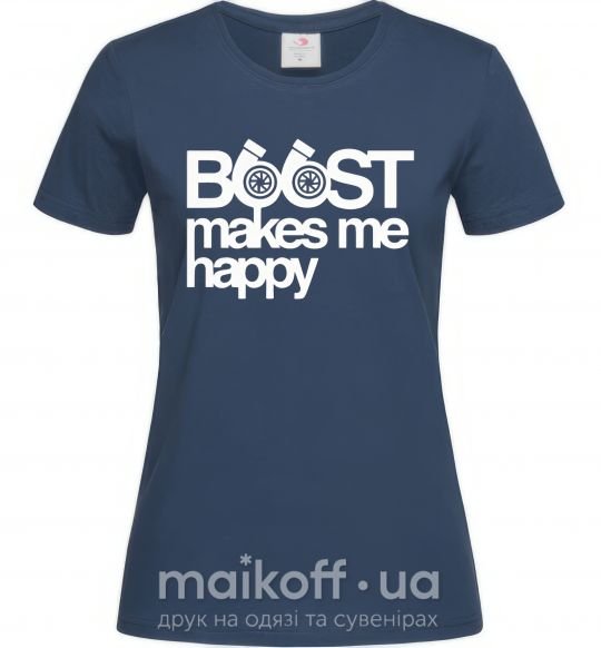 Женская футболка Boost happy Темно-синий фото