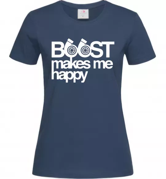 Женская футболка Boost happy Темно-синий фото