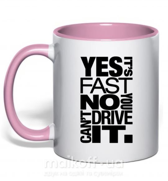 Чашка з кольоровою ручкою yes it's fast no you can't drive it Ніжно рожевий фото