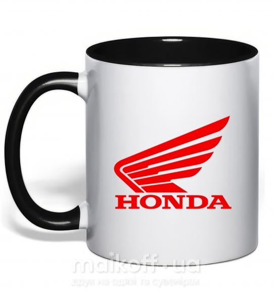 Чашка з кольоровою ручкою honda_bike Чорний фото