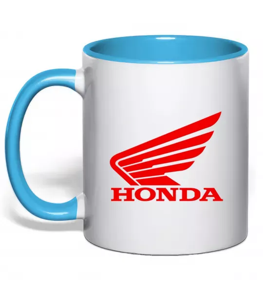 Чашка с цветной ручкой honda_bike Голубой фото