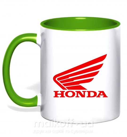 Чашка з кольоровою ручкою honda_bike Зелений фото