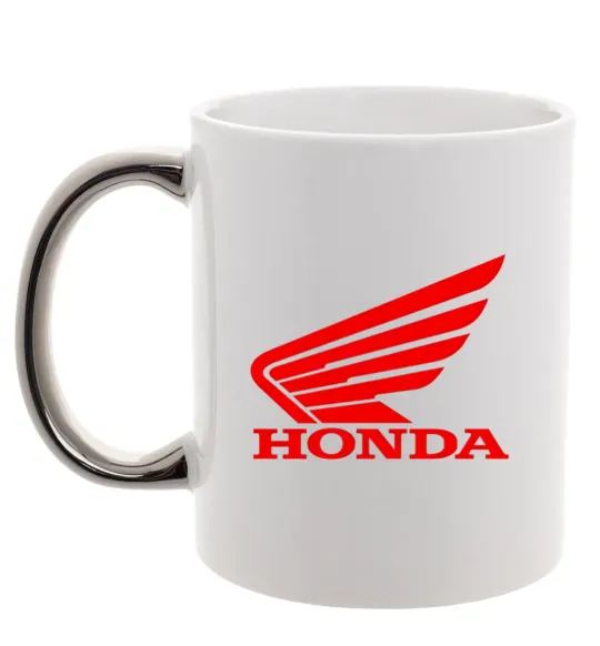 Чашка с цветной ручкой honda_bike Серебро фото