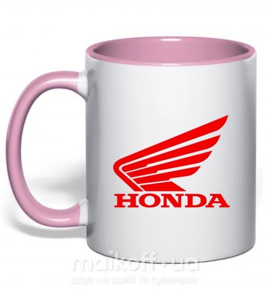 Чашка з кольоровою ручкою honda_bike Ніжно рожевий фото