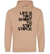 Мужская толстовка (худи) Life is too short to stay stack Песочный Мужская толстовка (худи) Life is too short to stay stack Песочный фото