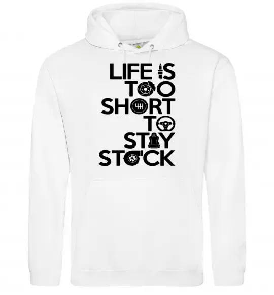 Женская толстовка (худи) Life is too short to stay stack Белый фото