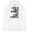 Женская толстовка (худи) Life is too short to stay stack Белый фото