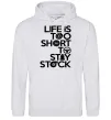 Женская толстовка (худи) Life is too short to stay stack Серый меланж фото
